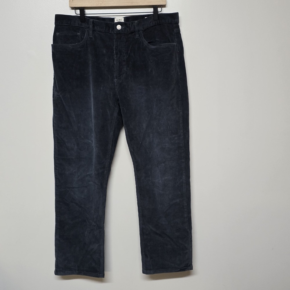 Flint and Tinder Men's Straight Fit Corduroy Pants Size 36x29 Gray Preppy Hemmed